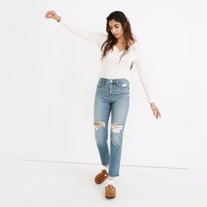 Madewell perfect vintage Jean Distressed Blue Jeans women’s size 28 straight leg